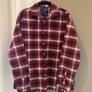 Men's Apt. 9 Red & Black Button Down Long Sleeve Plaid Shirt,  Size XL